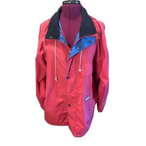 Sperry Top Sider Red Hooded Jacket XL Reg Nautical Sailing Water Resistant